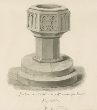 Burton-upon-Trent - Doopvont in de Oude Kerk door John Buckler
