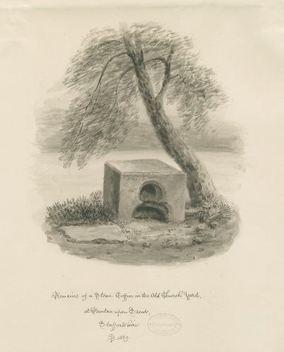 Stenen kist in Old Churchyard door John Buckler