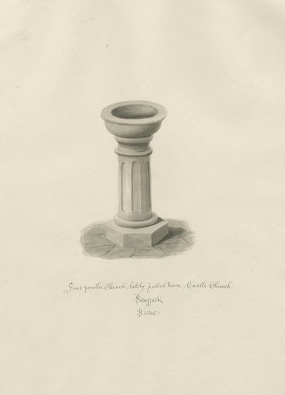 Castle Kerk - Doopvont in de kerk door John Buckler