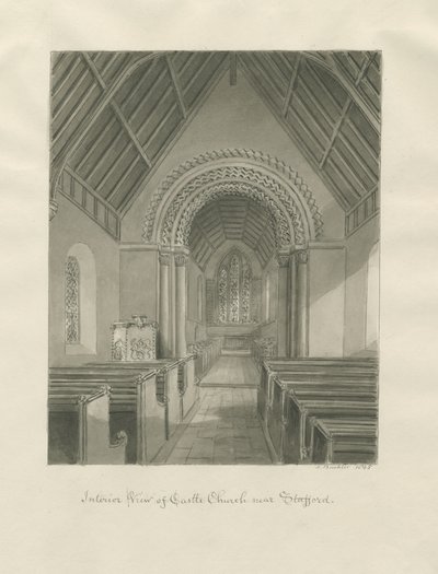 Castle Kerk - Interieur van de kerk door John Buckler