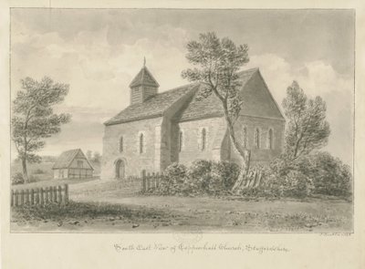 Coppenhall Kerk: sepia tekening door John Buckler