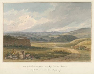 Cornwall - Kilkhampton - Locatie van Huis bij Stowe, 1827 door John Buckler
