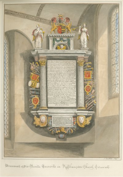 Cornwall - Kilkhampton Kerk - Monument van Sir Bevil Grenville door John Buckler