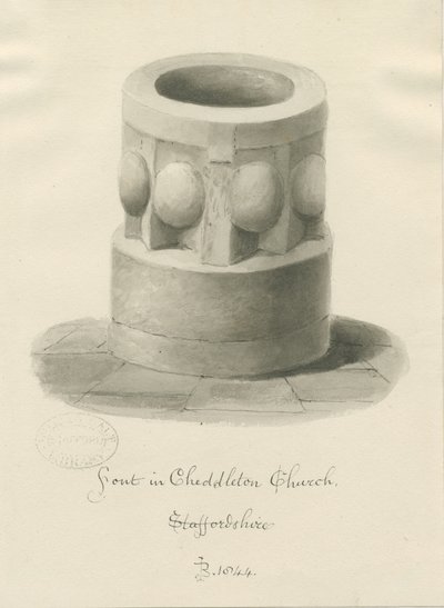 Fontein in Cheddleton Kerk door John Buckler