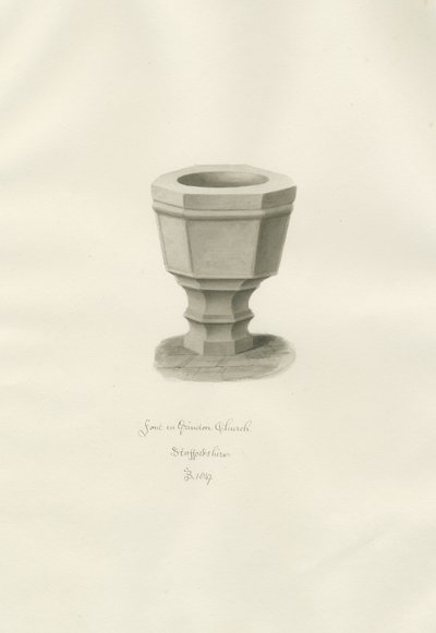 Doopvont in Grindon Kerk door John Buckler
