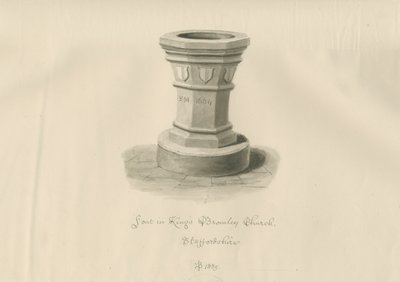 Doopvont in Kings Bromley Kerk, 1839 door John Buckler