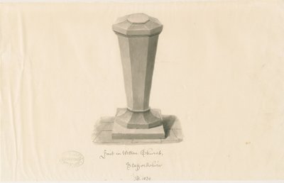 Doopvont in Wetton Kerk, 1839 door John Buckler