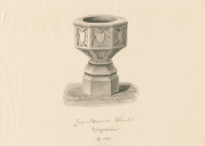 Doopvont in Wichnor Kerk door John Buckler