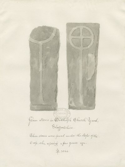 Grafstenen in Biddulph Kerkhof door John Buckler