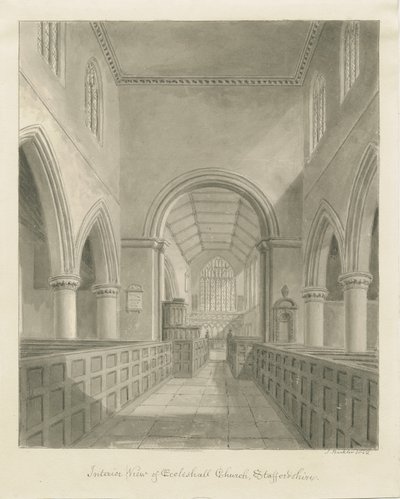 Interieur van Eccleshall Kerk door John Buckler