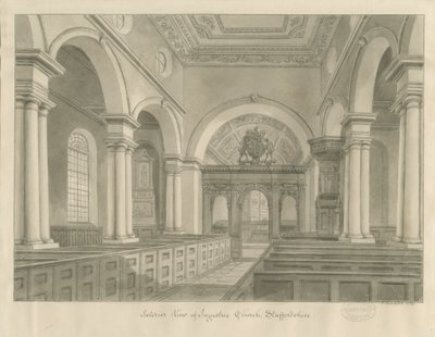 Interieur van Ingestre Church door John Buckler