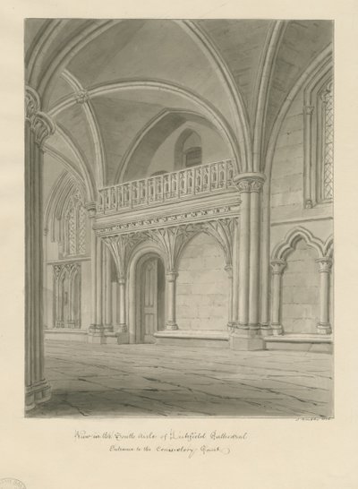 Interieur van Lichfield Kathedraal - Ingang naar Consistoriehof door John Buckler