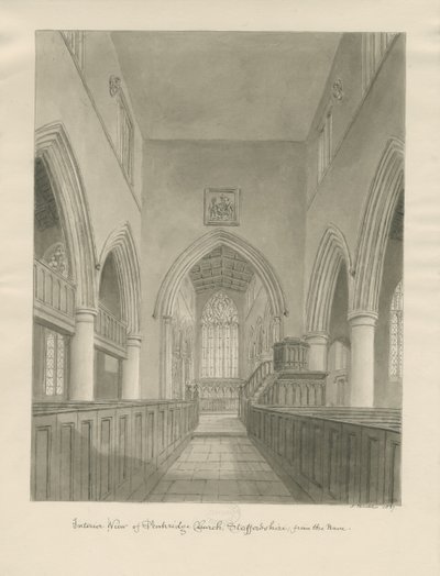 Interieur van Penkridge Kerk door John Buckler