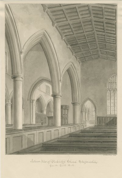 Interieur van Penkridge Kerk door John Buckler