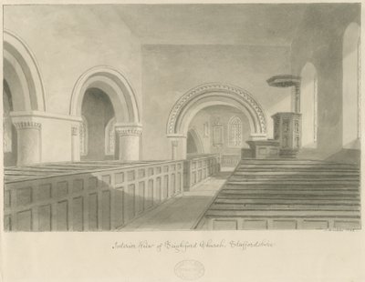Interieur van Seighford Kerk door John Buckler