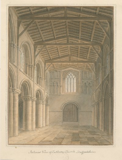 Interieur van de Priory Kerk van Tutbury door John Buckler