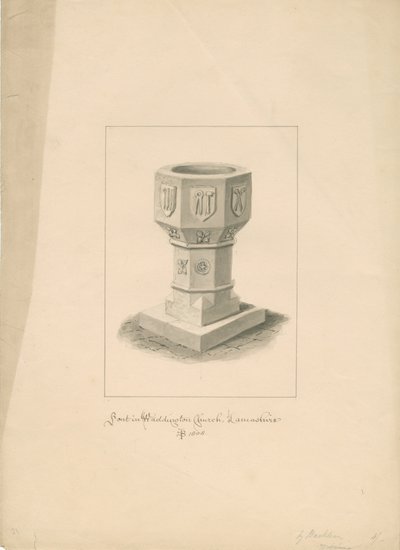 Lancashire - Waddington Kerk - Doopvont door John Buckler