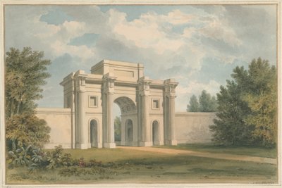 Leicestershire - Gopsall Huis - De Poort, 1820 door John Buckler