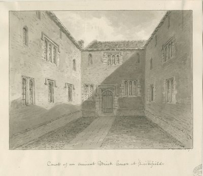 Lichfield - Binnenplaats van Oud Huis in The Close door John Buckler