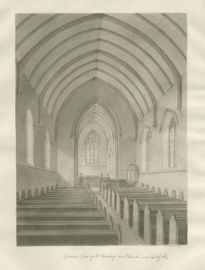 Lichfield - Interieur van Christ Church [Nieuwe Kerk] door John Buckler