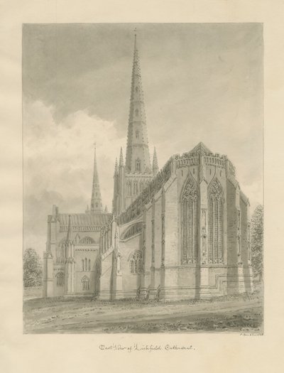 Lichfield Kathedraal - Oostaanzicht door John Buckler
