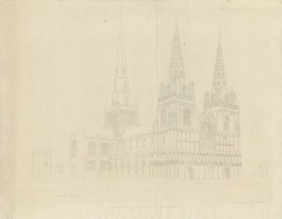 Lichfield Kathedraal - Noordwestelijke Aanblik door John Buckler