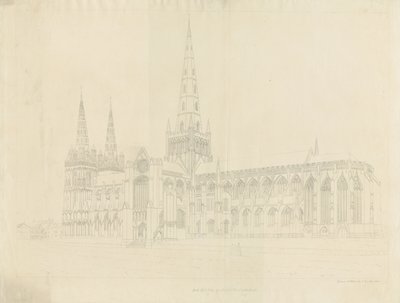 Lichfield Kathedraal - Zuidoostaanzicht door John Buckler