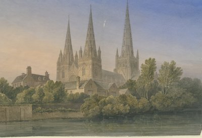 Lichfield Cathedral - Zuidwestelijke Aanblik door John Buckler