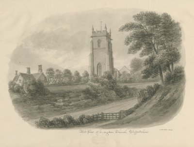 Longdon Church: sepia tekening door John Buckler