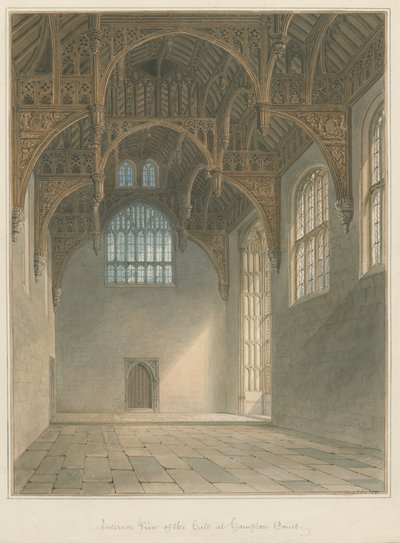 Middlesex - Hampton Court - Interieur van Hal door John Buckler