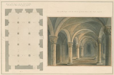 Oxfordshire - Oxford - Crypte van St. Peter in de Oost Kerk door John Buckler