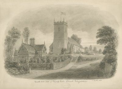 Sheriffhales Kerk: sepia tekening door John Buckler