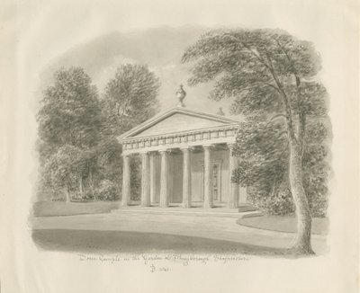 Shugborough - Dorische Tempel: sepia tekening, 1842 door John Buckler