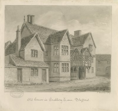 Stafford - Oude Huizen in Crabbery Lane door John Buckler