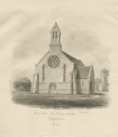 Stafford - Salt Chapel [St. James]: sepia tekening door John Buckler