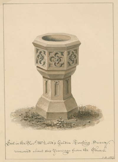 Surrey - Tooting - Fontein in de tuin van dominee Mr. Lord door John Buckler