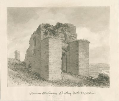 Restanten van de poort van Tutbury Castle door John Buckler
