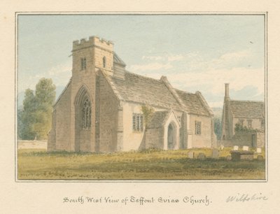 Wiltshire - Teffont Evias Kerk door John Buckler