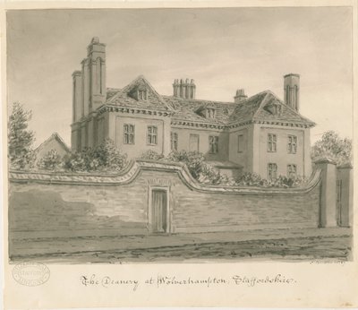 Wolverhampton - Het Deanery House: sepia tekening door John Buckler