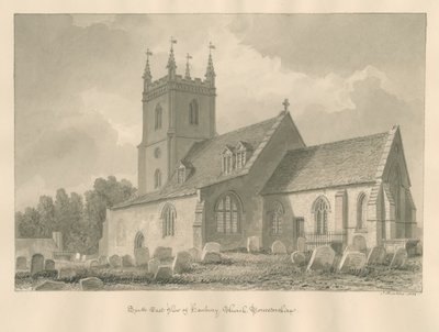 Worcestershire - Hanbury Kerk: sepia tekening, 1833 door John Buckler