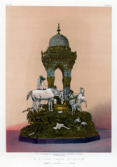 Een zilveren tafel fontein, 19e eeuw door John Burley Waring
