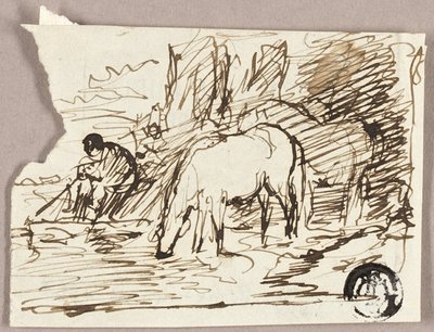 Schets van Paarden Wateren en Visser door John Burnet