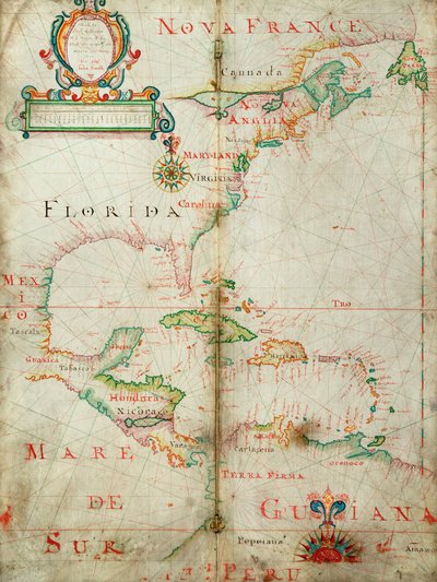 Kaart van de westelijke Atlantische Oceaan door John Burston