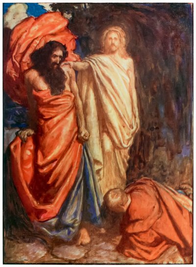 Faithful neergeslagen door Mozes uit The Pilgrims Progress From This World, To That Which Is To Come door John Bunyan door John Byam Liston Shaw