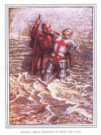 Hopeful helpt Christian de rivier over te steken door John Byam Liston Shaw