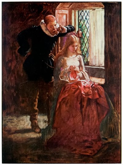 Mr Brisk en Mercy vanuit De Pelgrimsreis van Deze Wereld naar Die Welke Komt door John Bunyan, illustratie door Byam Shaw door John Byam Liston Shaw