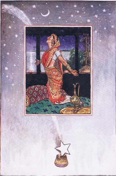 Er is geen bries om de hitte van de liefde te koelen, illustratie uit The Garden of Kama (en andere liederen uit India), 1920 door John Byam Liston Shaw