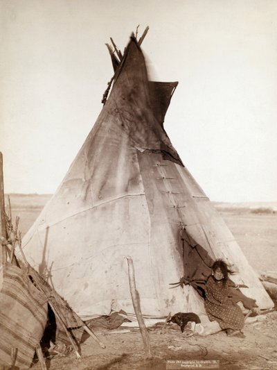 Oglala Meisje Zittend voor een Tipi door John C. H. Grabill