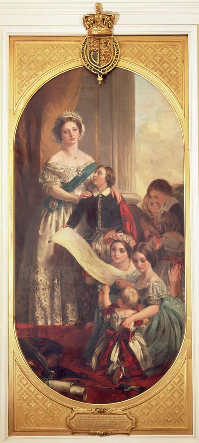 Koningin Victoria (1819-1901) met Albert Edward, de Prins van Wales, Victoria, de Prinses Royal en andere leden van de Koninklijke Familie, 1864 door John Calcott Cope