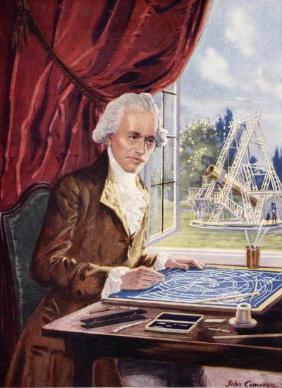 William Herschel aan het werk in Observatory House, Slough door John Cameron